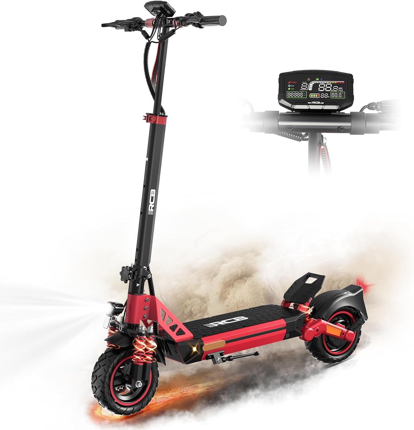 RCB D5 Electric Scooter Adults, E-Scooter, 90-110KM Range, 20.8Ah/27Ah Battery, 500W Motor, 3 Speed Modes,10" Flatproof Tires, APP Control, Double Suspension, Double Brakes, Foldable Electric Scooter