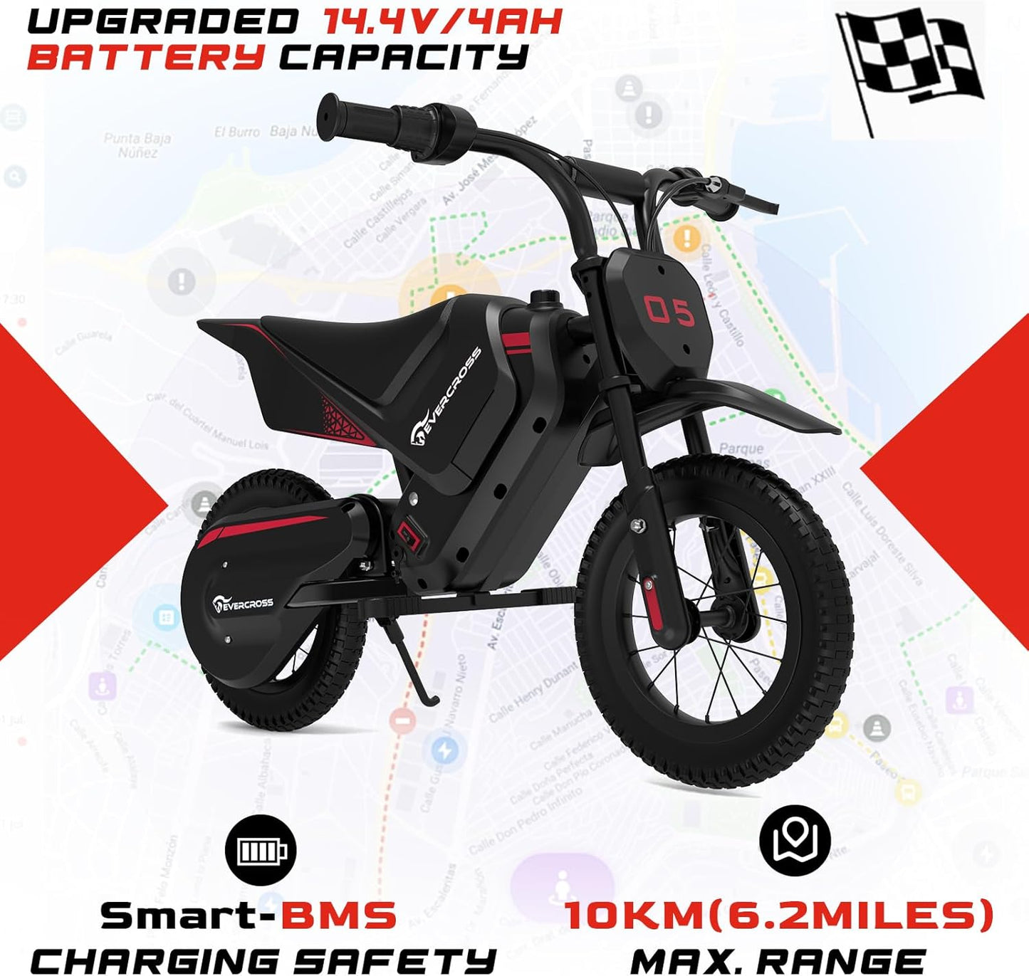 EVERCROSS EV05M Electric Motorcycle for Kids, 150W Kids Ride On Motorcycle, 8/16 km/h Speed Modes & 10 km Long-Range Electric Motorcycle, 12'' Moto Cross for Kids Aged 3-12 Years