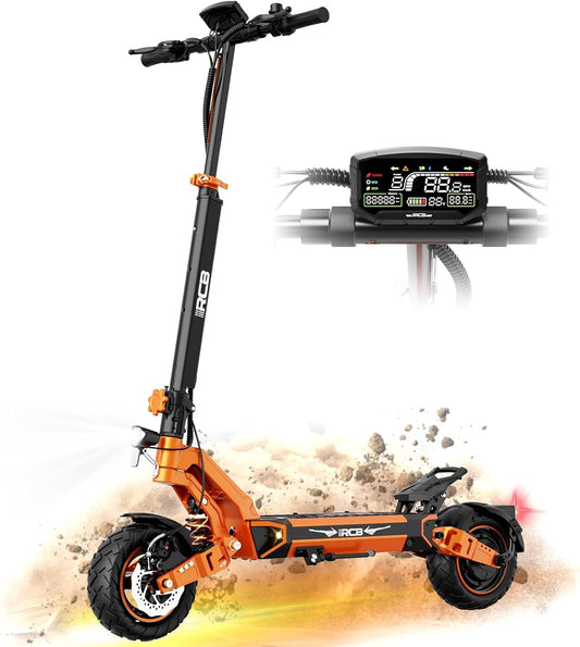 RCB D7 Electric Scooter, 27Ah/90-100KM, 20.8AH/80-90KM; MAX. 25 km/h, 500W Motor, 10" Vacuum Tires, APP Control, Max Load 150 kg, 3 Speed Settings, Foldable, Double Brake, Double Shock Absorber