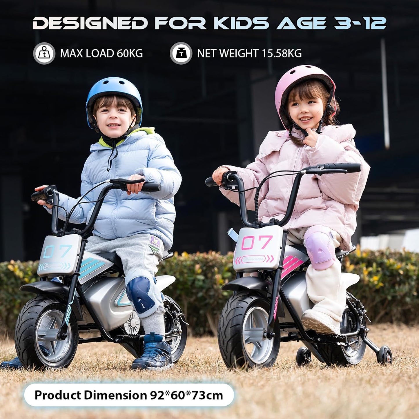 EVERCROSS EV07M Kids Electric Motorcycle with 11" Tires, 20KM/H Speed & 10KM Range, Suitable for 3-10 Years Old - The Gift for Boys & Girls