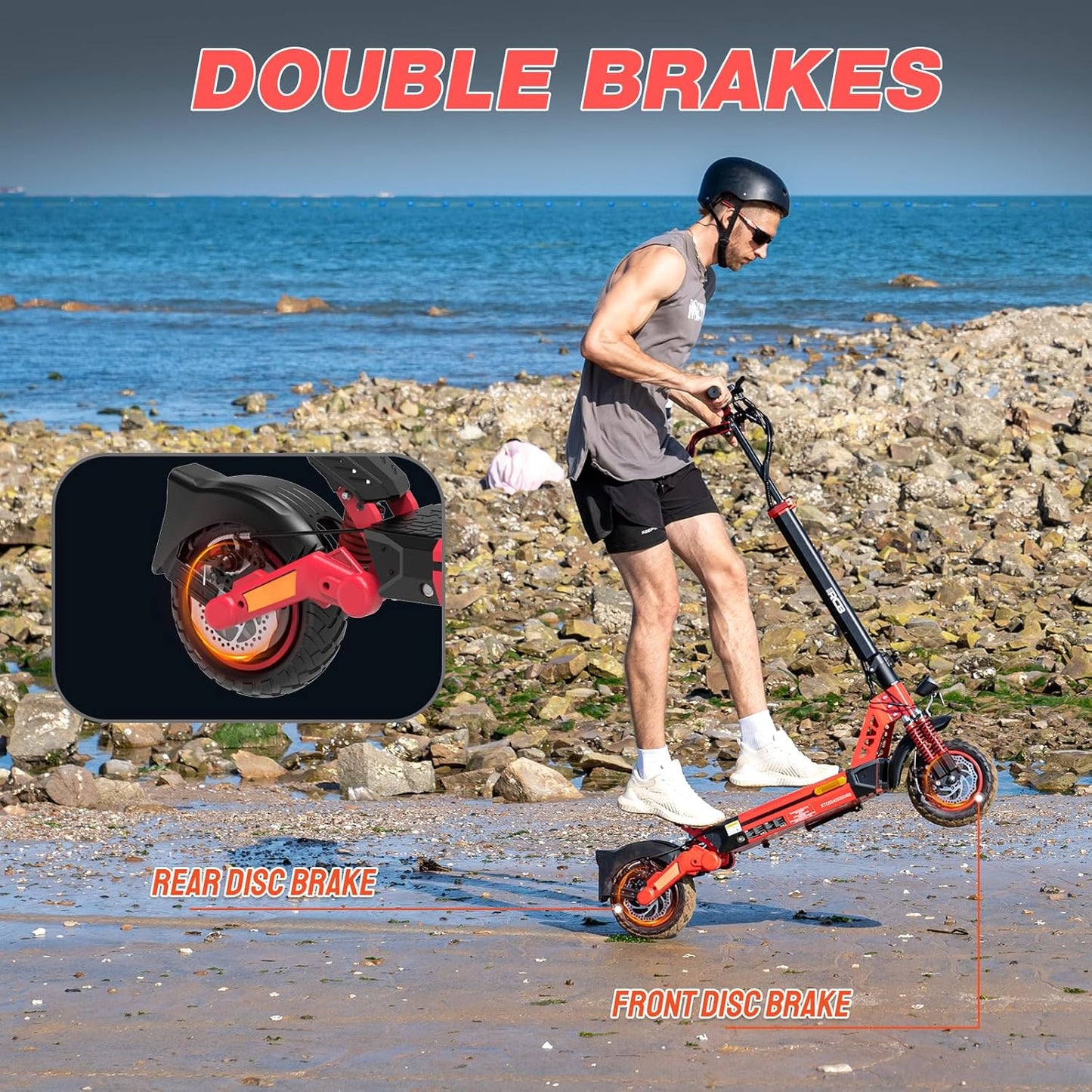 RCB D5 Electric Scooter Adults, E-Scooter, 90-110KM Range, 20.8Ah/27Ah Battery, 500W Motor, 3 Speed Modes,10" Flatproof Tires, APP Control, Double Suspension, Double Brakes, Foldable Electric Scooter