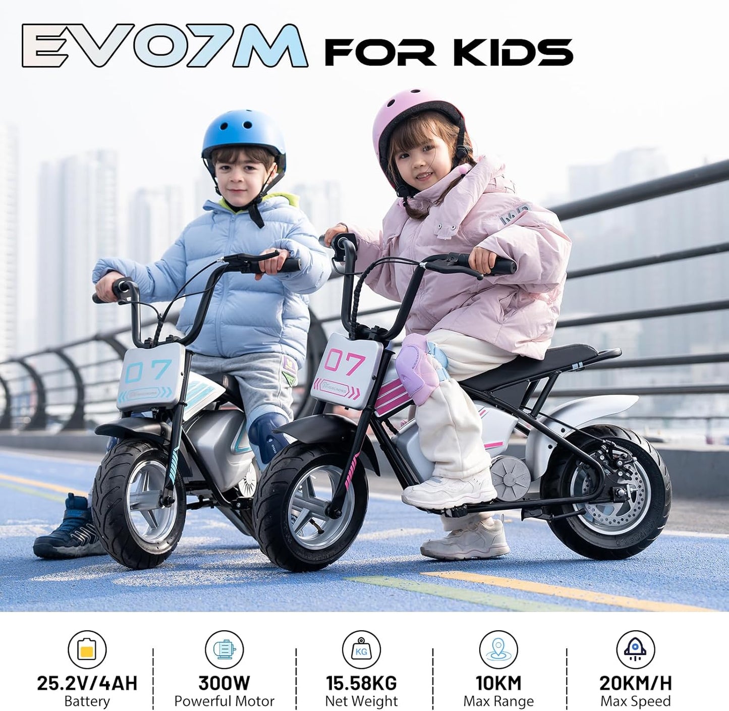 EVERCROSS EV07M Kids Electric Motorcycle with 11" Tires, 20KM/H Speed & 10KM Range, Suitable for 3-10 Years Old - The Gift for Boys & Girls