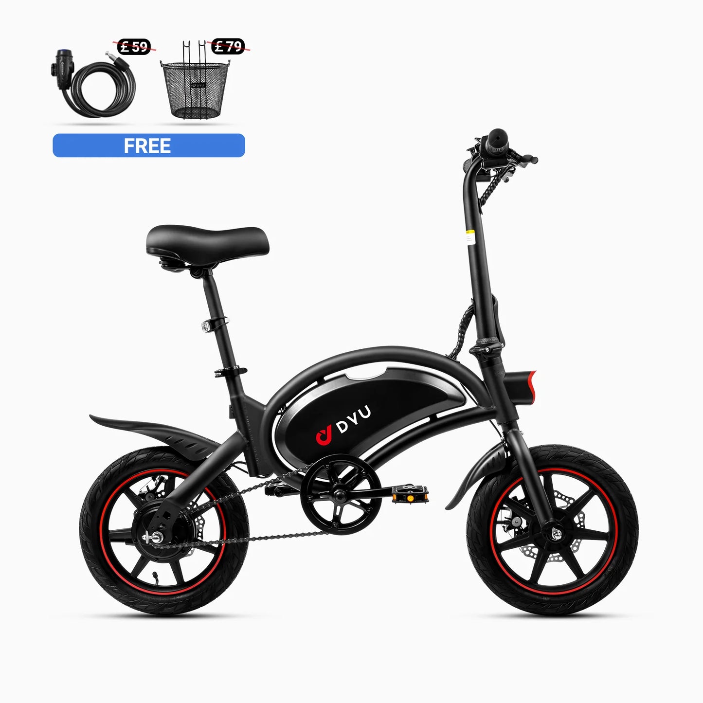 DYU D3F Folding E-bike 250W 30-37km/h City Bike with 36v 10Ah Battery Electric Bike